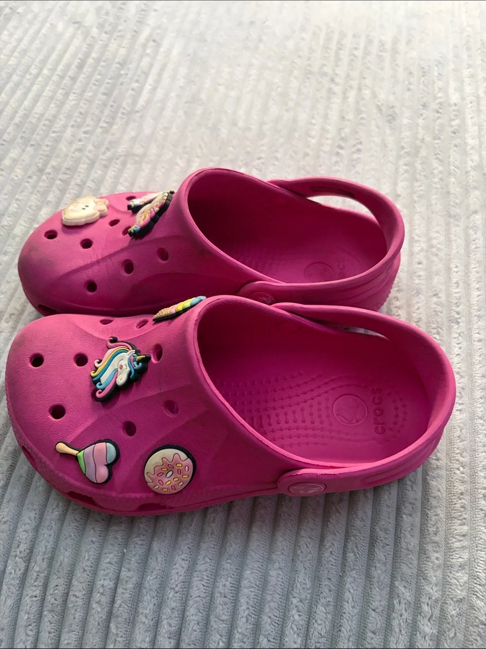 CROCS Kids Hot Pink Clogs with Unicorn and Ice Cream Charms